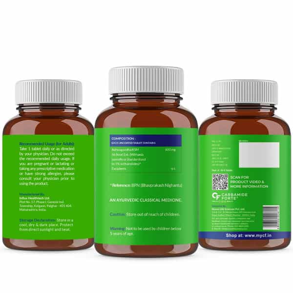 Carbamide Forte Ashwagandha Ksm66 I Support Stress & Muscle Recovery I For Men & Women - 60 Tablet