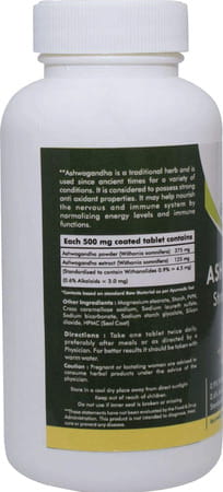 Grazing Meadows Ashwagandha Tablets Natural Ashwagandha 120 Tablets (Withania Somnifera) Pack Of 4)