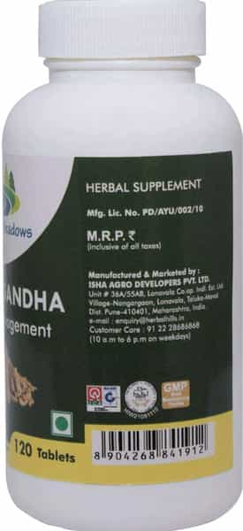 Grazing Meadows Ashwagandha Tablets Natural Ashwagandha 120 Tablets (Withania Somnifera) Pack Of 4)