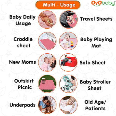 Oyo Baby Waterproof Bed Protector Baby Dry Sheet Medium Ivory (70 Cm X 100 Cm)