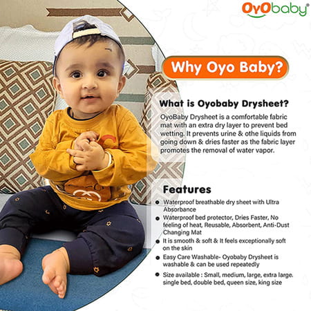 Oyo Baby Waterproof Bed Protector Baby Dry Sheet Medium Ivory (70 Cm X 100 Cm)
