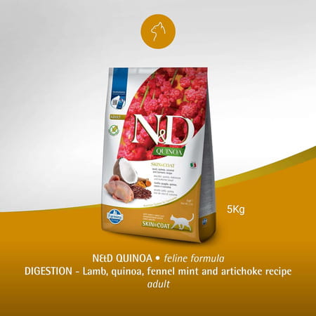 Farmina N&D Quinoa Skin & Coat Cat Food | Grain-Free | Quail | Quinoa | Coconut & Turmeric | 5Kg