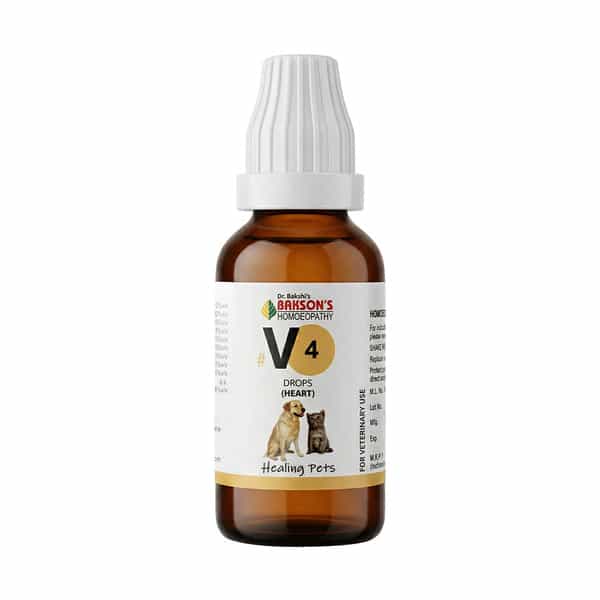 Bakson Homoeopathy V4 Drops | Heart |For Veterinary Use | 30 Ml