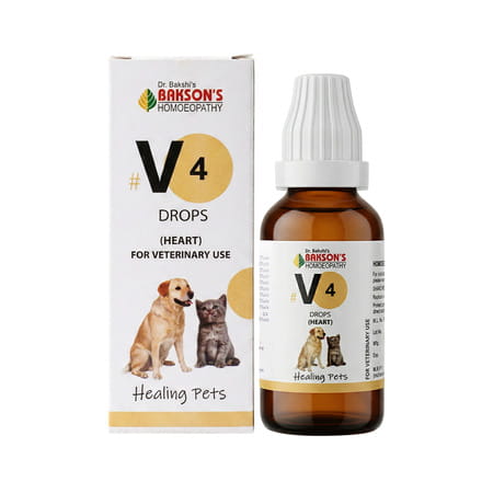 Bakson Homoeopathy V4 Drops | Heart |For Veterinary Use | 30 Ml