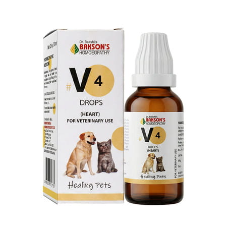 Bakson Homoeopathy V4 Drops | Heart |For Veterinary Use | 30 Ml