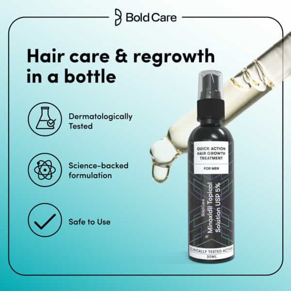 Bold Care Minoxidil Topical Solution Usp 5% Hair Serum For Men |Targets Hair Regrowth - 30Ml