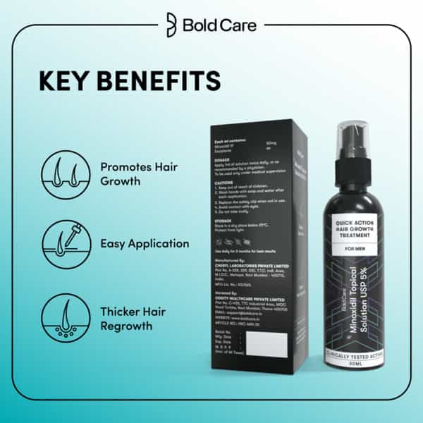 Bold Care Minoxidil Topical Solution Usp 5% Hair Serum For Men |Targets Hair Regrowth - 30Ml