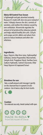 Skivia Oil Control Face Serum With Niacinamide & Grapeseed Extract - 30ml|Oil Control