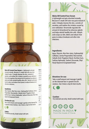 Skivia Oil Control Face Serum With Niacinamide & Grapeseed Extract - 30ml|Oil Control