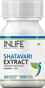 Inlife Shatavari Extract Asparagus Recemosus Women's Wellness Supplement 500 Mg - 60 Veg Capsules