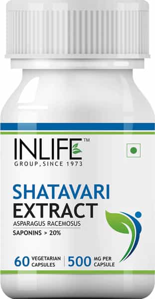 Inlife Shatavari Extract Asparagus Recemosus Women's Wellness Supplement 500 Mg - 60 Veg Capsules