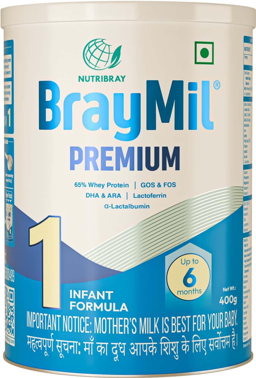 Braymil Premium 1 Infant Formula | Stage - 1 For 0 To 6 Months - 400 Gm | Tin