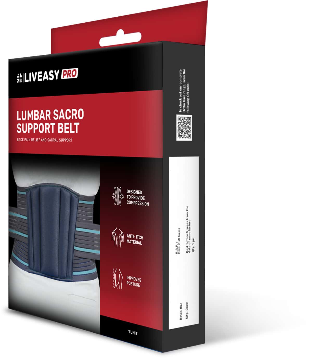 Liveasy Pro Ortho Care Lumbar Sacro Support Belt - M