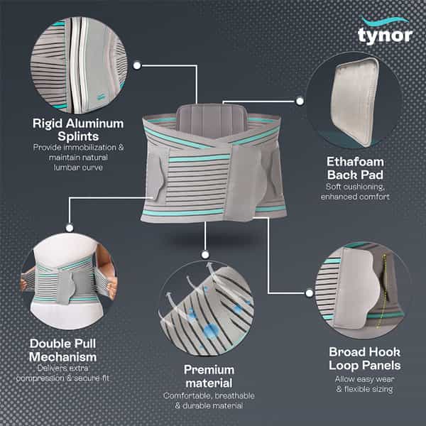 Tynor Contoured L.s. Support Grey Xxl 1 Unit