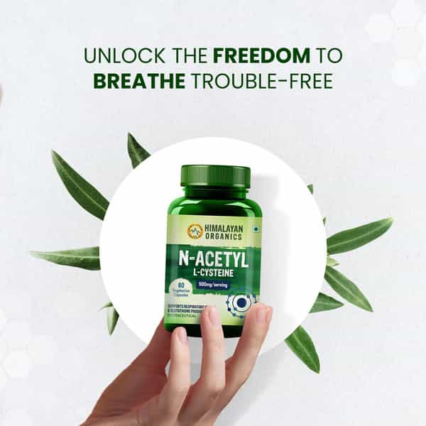 Himalayan Organics N Acetyl L Cysteine 500 Mg | Bottle | 60 Veg Capsules