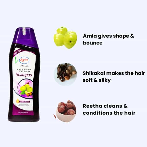 Ayur Herbals Amla & Shikakai Shampoo With Reetha I Stop Hair Fall I Long & Strong Hair,Pack 2- 200Ml