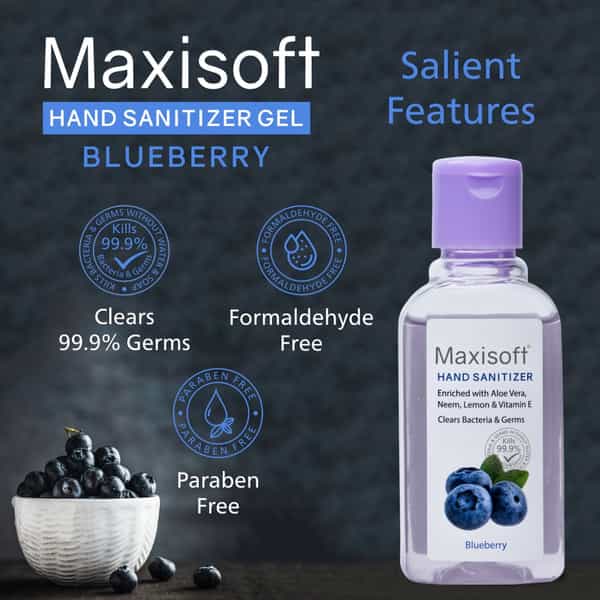 Maxisoft Hand Sanitizer | Blueberry | 60 Ml | Pack Of 12