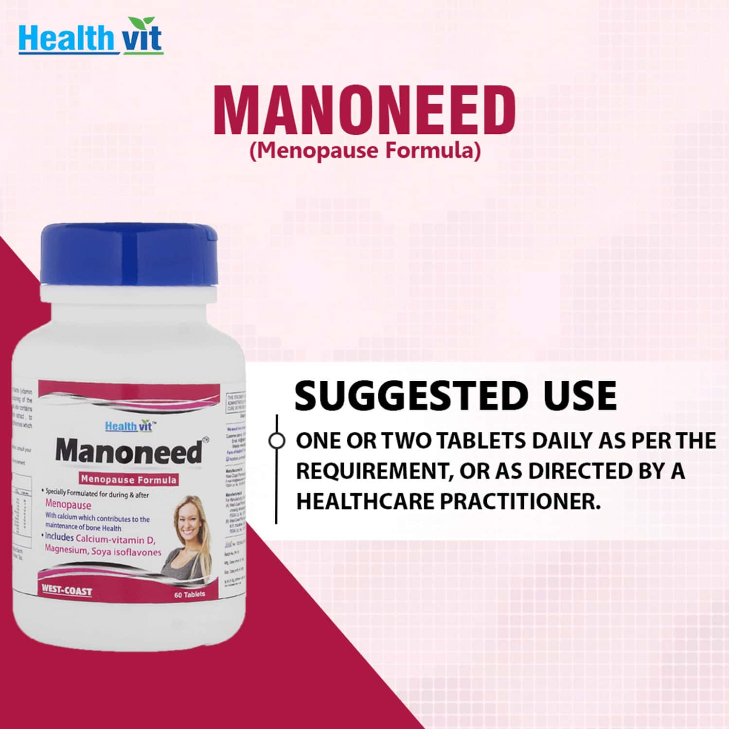 Buy HEALTHVIT MANONEED MENOPAUSE FORMULA FOR WOMEN 60 TABLETS Online