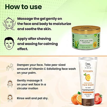 Tnw-The Natural Wash Vitamin C Exfoliating Face Wash And Pure Aloe Vera Gold Gel Pack Of 2