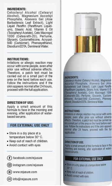 Rejusure 10% Magnesium Ascorbyl Phosphate Facial Moisturizer For Brightening & Hydrating - 50Ml