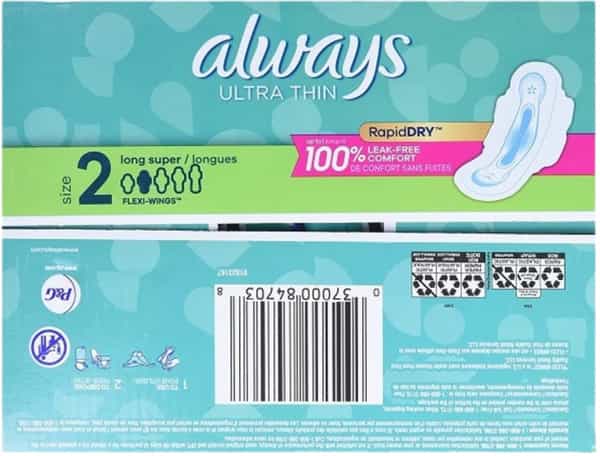 Always Ultra Thin Unscented Pads With Wings Long/Super 88 Count