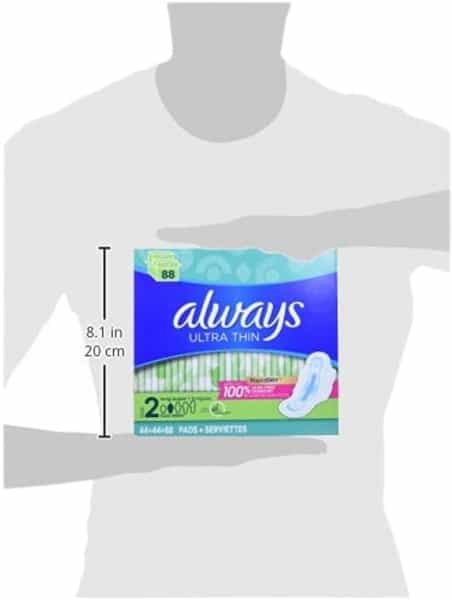 Always Ultra Thin Unscented Pads With Wings Long/Super 88 Count