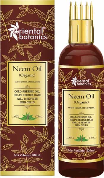 Oriental Botanics Organic Neem Oil For Hair And Skin Care - With Comb Applicator- 200 Ml