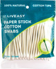 Liveasy Essentials Paper Stick Cotton Swabs Packet Of 80 Sticks (160 Swabs)