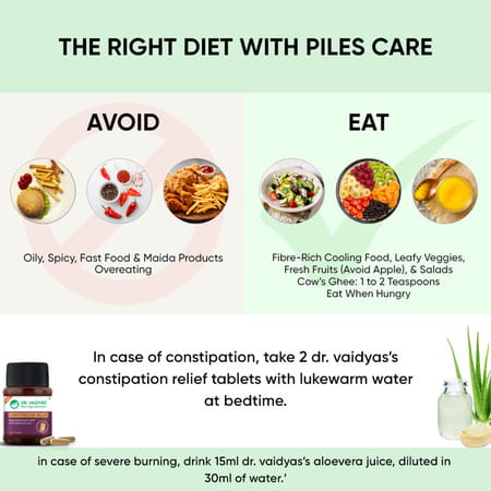 Dr. Vaidya's Ayurvedic Piles Combo - 30 Caps - Piles Care Capsules X 2 & 1 Litre Of Aloevera Juice