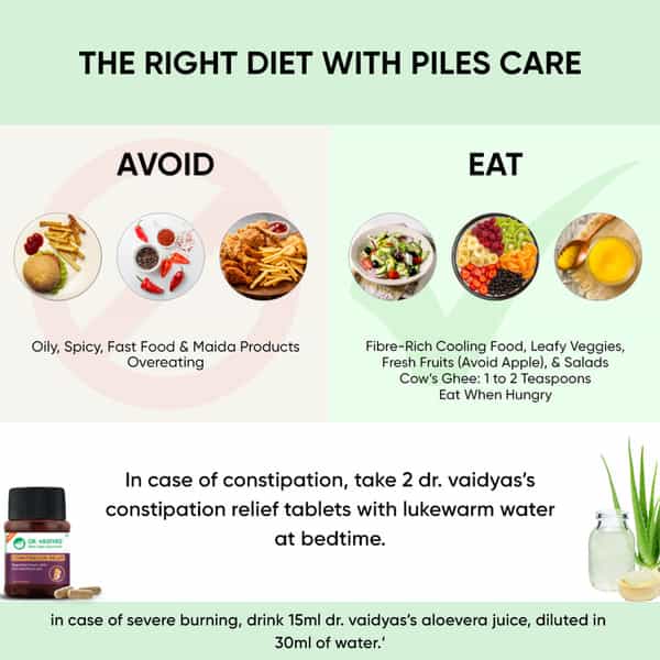 Dr. Vaidya's Ayurvedic Piles Combo - 30 Caps - Piles Care Capsules X 2 & 1 Litre Of Aloevera Juice
