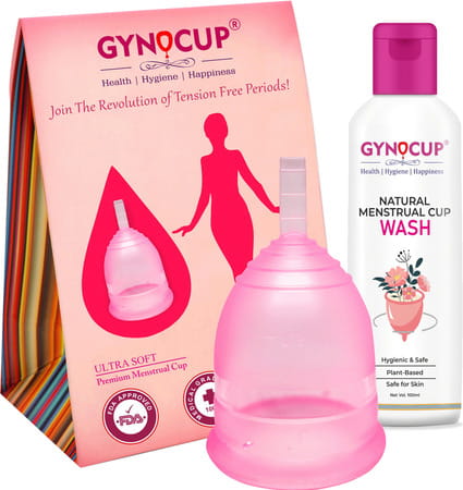 Gynocup Premium Menstrual Cup For Women Pink Large Size With Wash-100Ml (Combo)