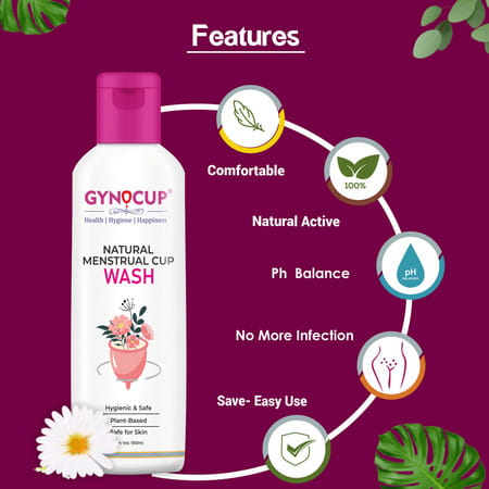 Gynocup Premium Menstrual Cup For Women Pink Large Size With Wash-100Ml (Combo)