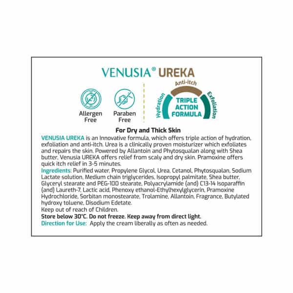 Venusia Ureka Exfoliating & Anti Itch Moisturizing Cream 100Gm