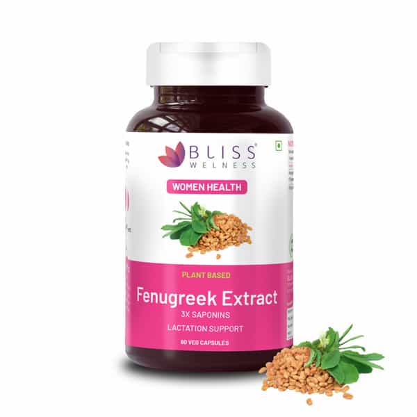 Bliss Welness Fenugreek 3X Saponins For Lactation Support &Sugar Supplement|For Women - 60 Capsules
