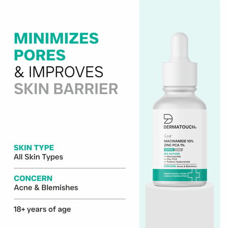 Dermatouch Niacinamide 10% + Zinc Pca 1% Serum - Acne Blemishes & Oil Control |All Skin Types - 10ml