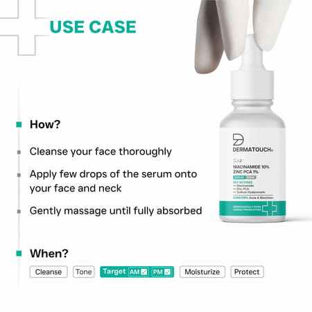 Dermatouch Niacinamide 10% + Zinc Pca 1% Serum - Acne Blemishes & Oil Control |All Skin Types - 10ml