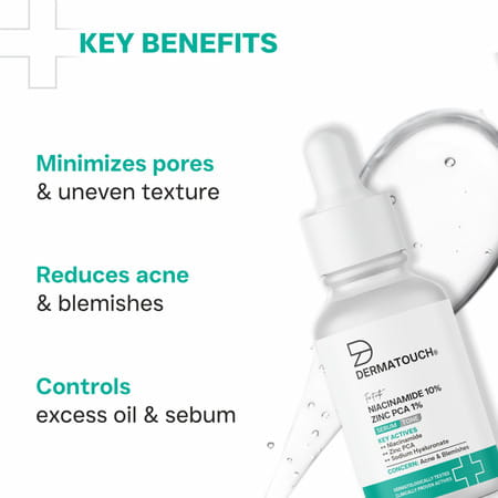 Dermatouch Niacinamide 10% + Zinc Pca 1% Serum - Acne Blemishes & Oil Control |All Skin Types - 10ml