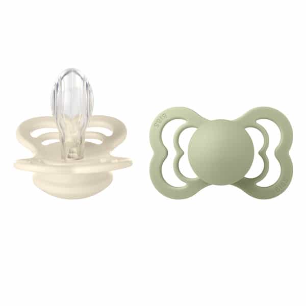 Bibs Supreme 2 Pack Silicone Size 2 Ivory/Sage - 6+ Months