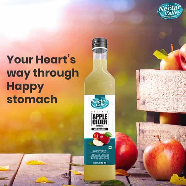 Nectar Valley Organic Apple Cider Vinegar With Mother Of Vinegar Unfiltered & Unpasteurized -500Ml