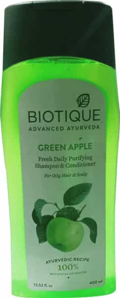 Biotique Green Apple Fresh Daily Purifying Shampoo And Conditioner For Oily Scalp And Hair 400 Ml