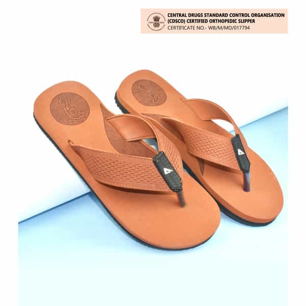 Ortho Cheer Men's Orthopedic And Diabetic Friendly Slipper | Tan | Size 9 -1 Pair