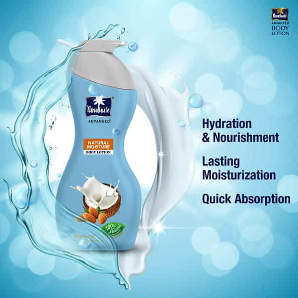Parachute Advansed Natural Moisture Body Lotion With Almond Nourished & Hydrated Skin 250 Ml 