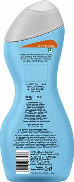 Parachute Advansed Natural Moisture Body Lotion With Almond Nourished & Hydrated Skin 250 Ml 