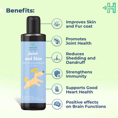 Health Horizons Joint & Skin Oil | Natural Hemp Seed Oil For Pets | 200ml