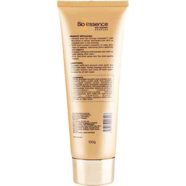 Bio-Essence Bio-Gold Radiance Cleanser With Pure 24K Gold Suitable For All Skin Types - 100G