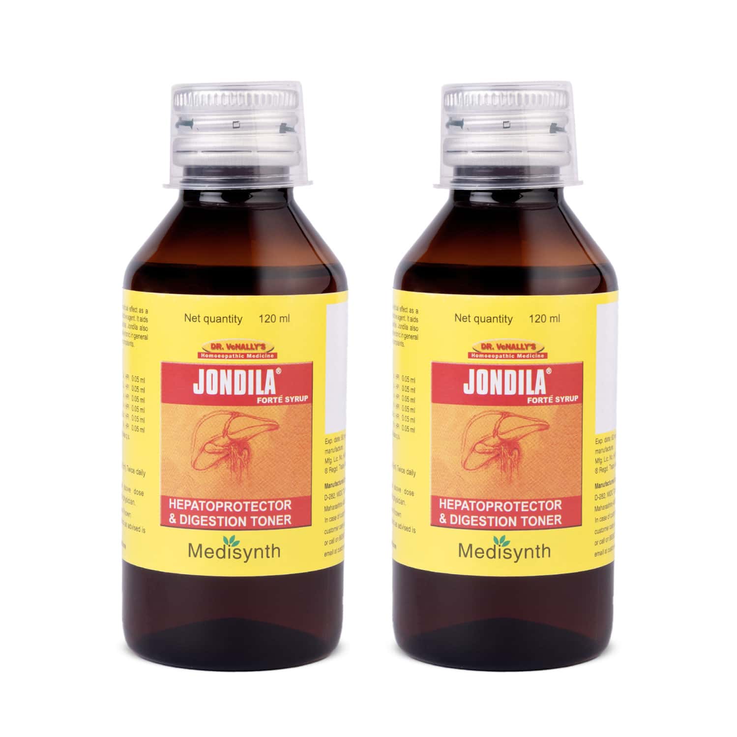 Medisynth Jondila Forte | Homeopathic Tonic For Hepatic Function & Digestion | B.no.1405 | 120ml X2