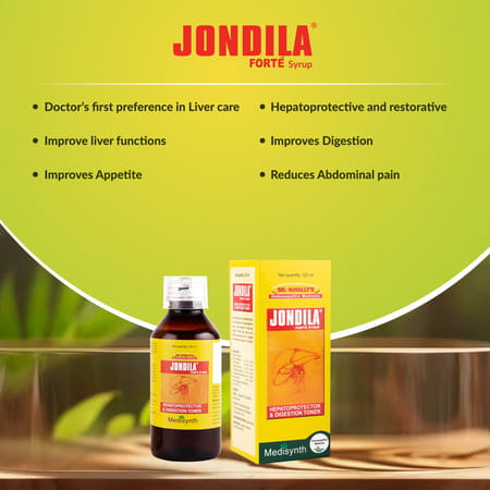 Medisynth Jondila Forte | Homeopathic Tonic For Hepatic Function & Digestion | B.no.1405 | 120Ml X2