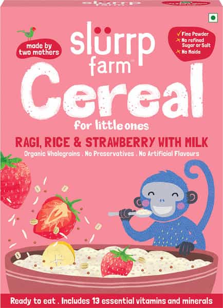 Slurrp Farm Cereal For Little Ones Ragi Rice & Strawberry With Milk - 200G