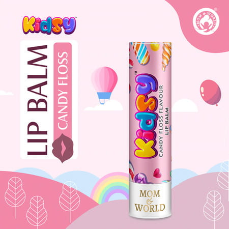 Mom & World Kidsy Naturalcandy Floss Lip Balm - All Day Moisture Baby Lip Balm & Jojoba Oil 4.5g