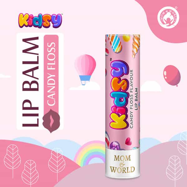 Mom & World Kidsy Naturalcandy Floss Lip Balm - All Day Moisture Baby Lip Balm & Jojoba Oil 4.5G